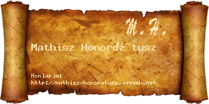 Mathisz Honorátusz névjegykártya